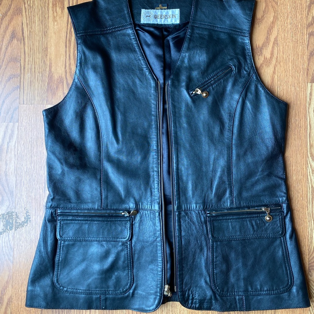 Black Leather Vest for Women